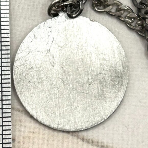 Vintage Silver Tone Saint Charles Borromeo Catholic Religious Medal Necklace - Picture 3 of 10